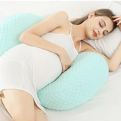 Oreiller de soutien multifonction en forme de U pour femmes enceintes, traverses latérales, pour la grossesse et la maternité 