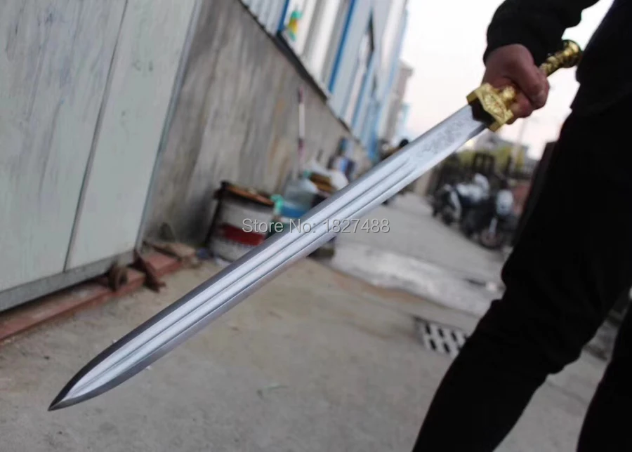 Metal Handle Chinese KungFu Dao Sword Double Edge Sharp High Carbon Steel WuShu Han Jian Saber