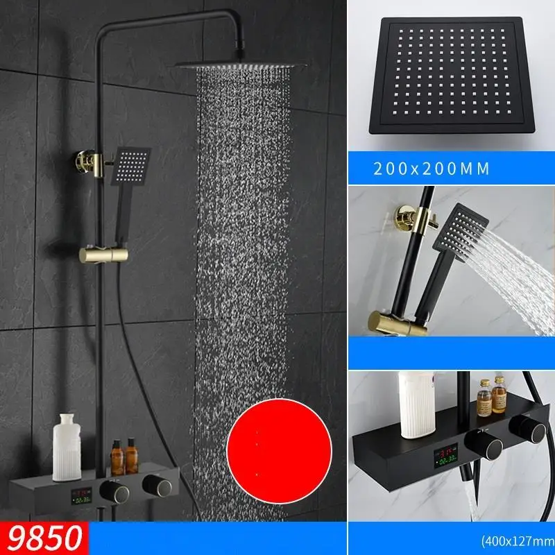 Painel Black Douchette Conjunto De Duschset Regadera Electronica Choveiro Douche Chuveiro Do Banheiro Ducha Душевая система для ванной комнаты - Цвет: MODEL T