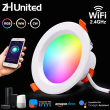 Diodo emissor de luz downlight wifi app inteligente escurecimento redondo luz de ponto 5w 7w 9w rgb cor mudando quente luz fria trabalho com alexa google casa