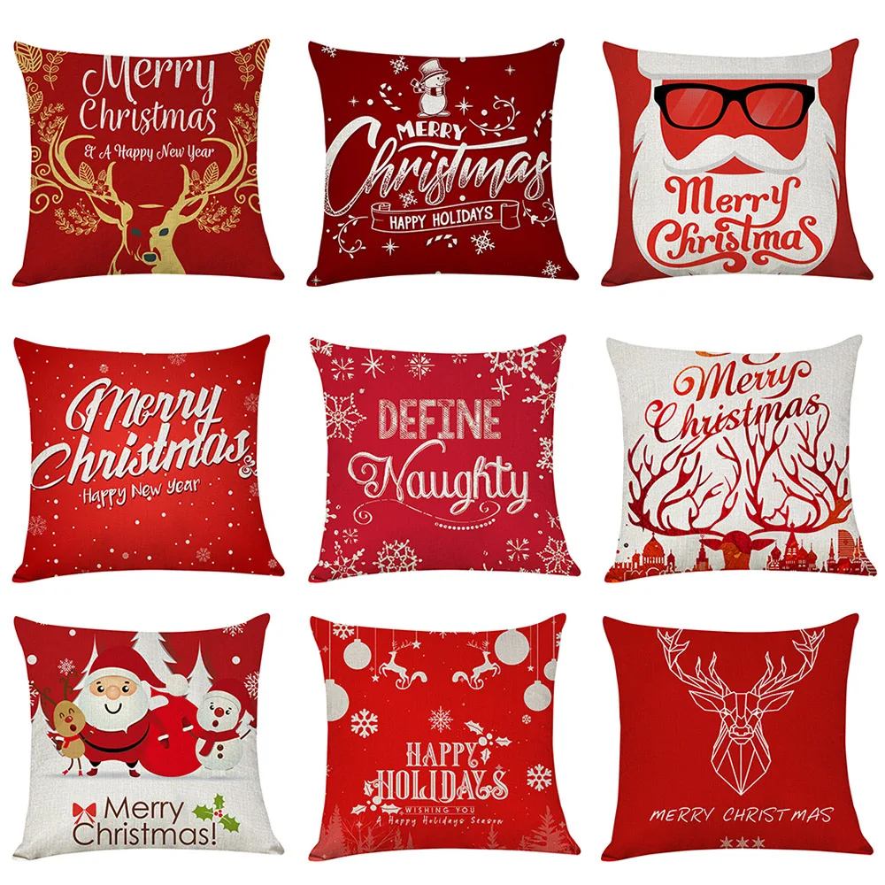 Letter Pillow Cover Room For Home Textile Bedrooms Sofa Pillowcase Cotton Linen Christmas Decoration Square 45x45cm