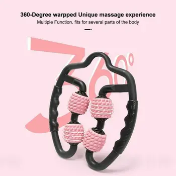 

360° Leg Clamp Muscle Massager 4 Wheels Roller Waist Massage Stick Yoga Fitness Accessories Indoor Exercise New