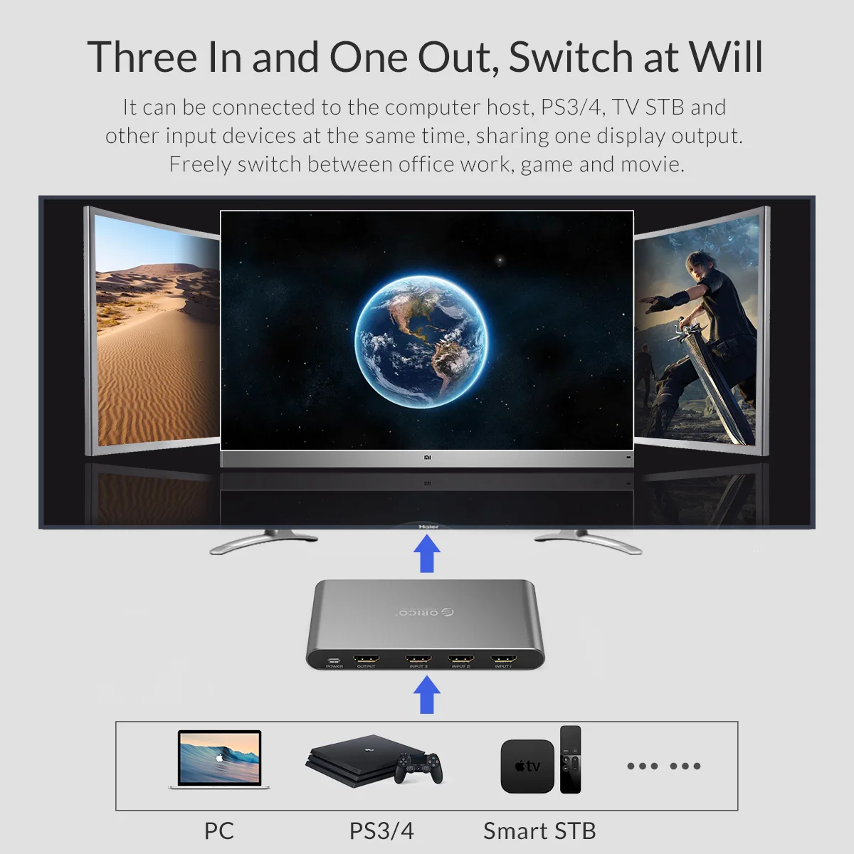 Алюминий сплав инфракрасное дистанционное управление, разъем HDMI переключатель DP(M)-DVI(F) HD видео адаптер для ТВ дисплей проектор записная книжка, HS3-A1