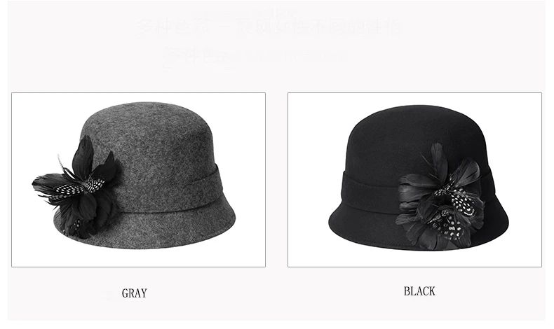 FS Elegant Women Berrt Hat Autumn Winter Vintage Solid Fedora Hat Bowknot Retro Casual Cap Wide Brim Cloche Chapeu Feminino