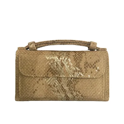 Золотая роскошная женская сумочка со змеиным узором, ремешок на цепочке внутри, Женский кошелек из натуральной кожи, клатч на цепочке, сумка на плечо - Цвет: Хаки
