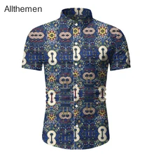 Allthemen Plus Size Casual Men Shirts Men Short Sleeve Print Shirt Male Fashion Floral Shirts Vintage Camisa Masculina