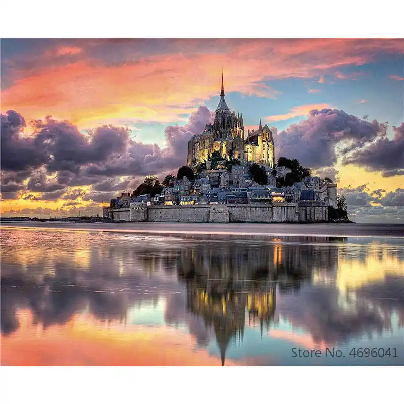 

Painting By Numbers Frameworks Coloring By Numbers Home Decor Pictures Landscape Castle Decorations RSB8394