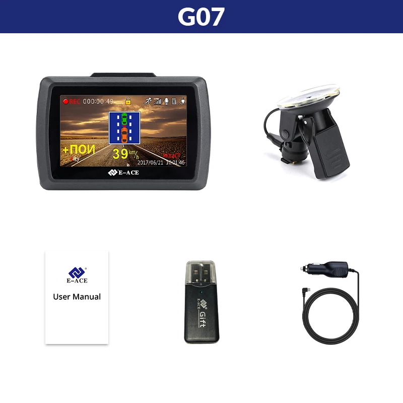 E-ACE G07 Автомобильный видеорегистратор 3 в 1 Dashcam FHD 1296P видео регистратор радар детектор авто регистратор 3,0 дюймов gps Автомобильная камера навигация Dvr