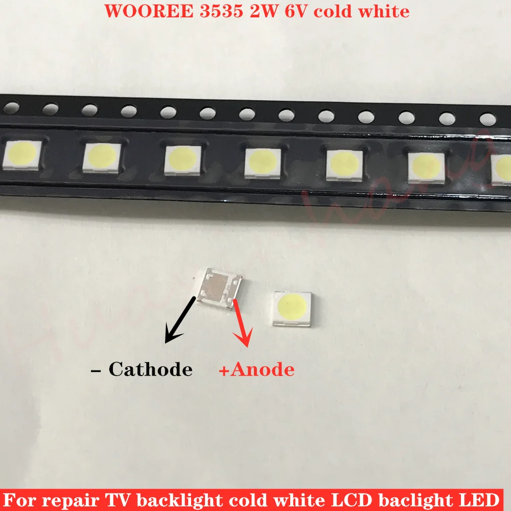 100 шт./лот для Wooree SMD СВЕТОДИОДНЫЙ 3535 6V 2 Вт холодный белый свет WM35E2F YR09B eA ЖК