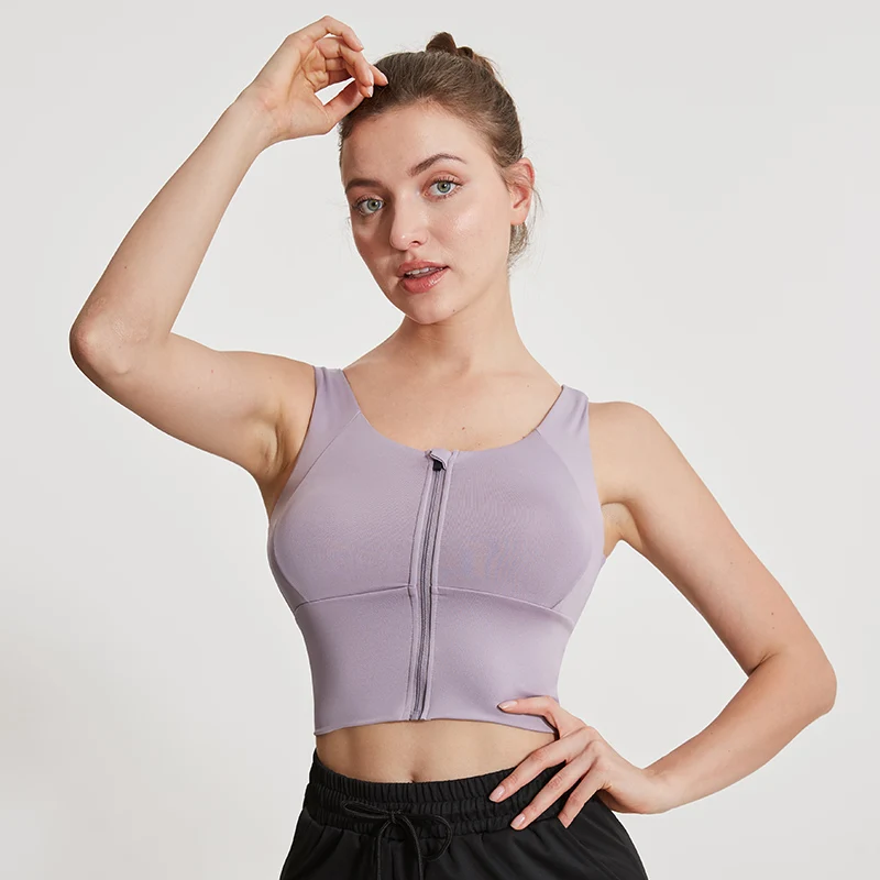 Women Sexy Front Zipper Sports Yoga Bras Shockproof Breathable Vest Underwear Gym Fitness Athletic Running Workout Sport Tops