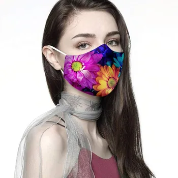 

Men Women Flower Print Windproof Face Shield Reusable Cloth Face Shield Washable Mouth Mask Face Mask Breathable mondmaskers
