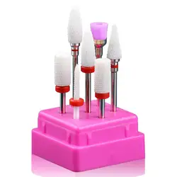 7-Piece Ceramic Nail Drill Bit Set with Holder (EH-03-F)