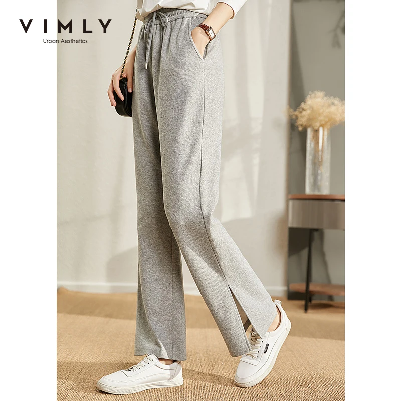 Осенние брюки VIMLY женские элегантные широкие с эластичным поясом уличная одежда