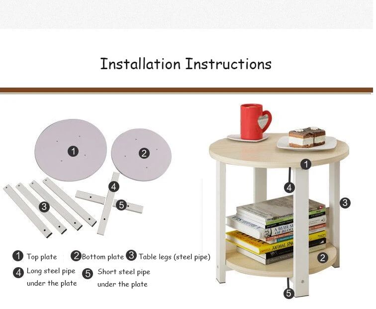 Гостиная журнальный столик простой стиль легко собрать круглый деревянный чайный столик со стальными ножками для спальни мебель для ванной комнаты
