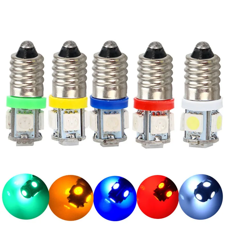 10pcs Dc 6v E10 Car Led Screw Warning Signal Light Bulbs Auto Indicator