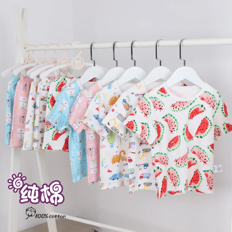 

Children Homewear Set Pure Cotton Class A Short Sleeve Shorts Two-Piece Set Korean-style Casual Summer New Products