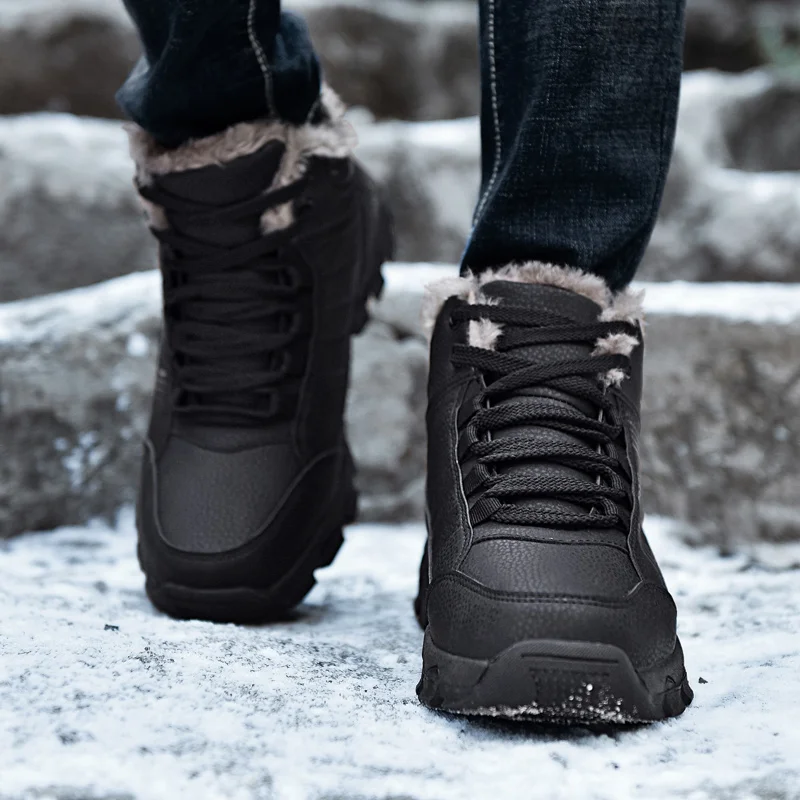 Men's Hiking Shoes Winter Warm Outdoor Sport Shoes Female Sneakers Footwear-30 Degree Celsius Plush Keep Warm Boots Ankle Boots