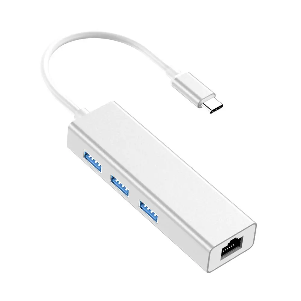 Usb 3,1 Usb-C Тип C 10/100/1000 Мбит/с Gigabit Ethernet Rj45 сетевой адаптер с 3 портами(стандарт 3,0 сетевая карта для Macbook