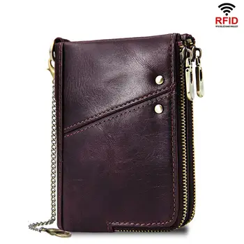 

100% Genuine Leather Rfid Wallet Men Crazy Horse Wallets Coin Purse Short Male Money Bag Quality Designer Mini Walet Small