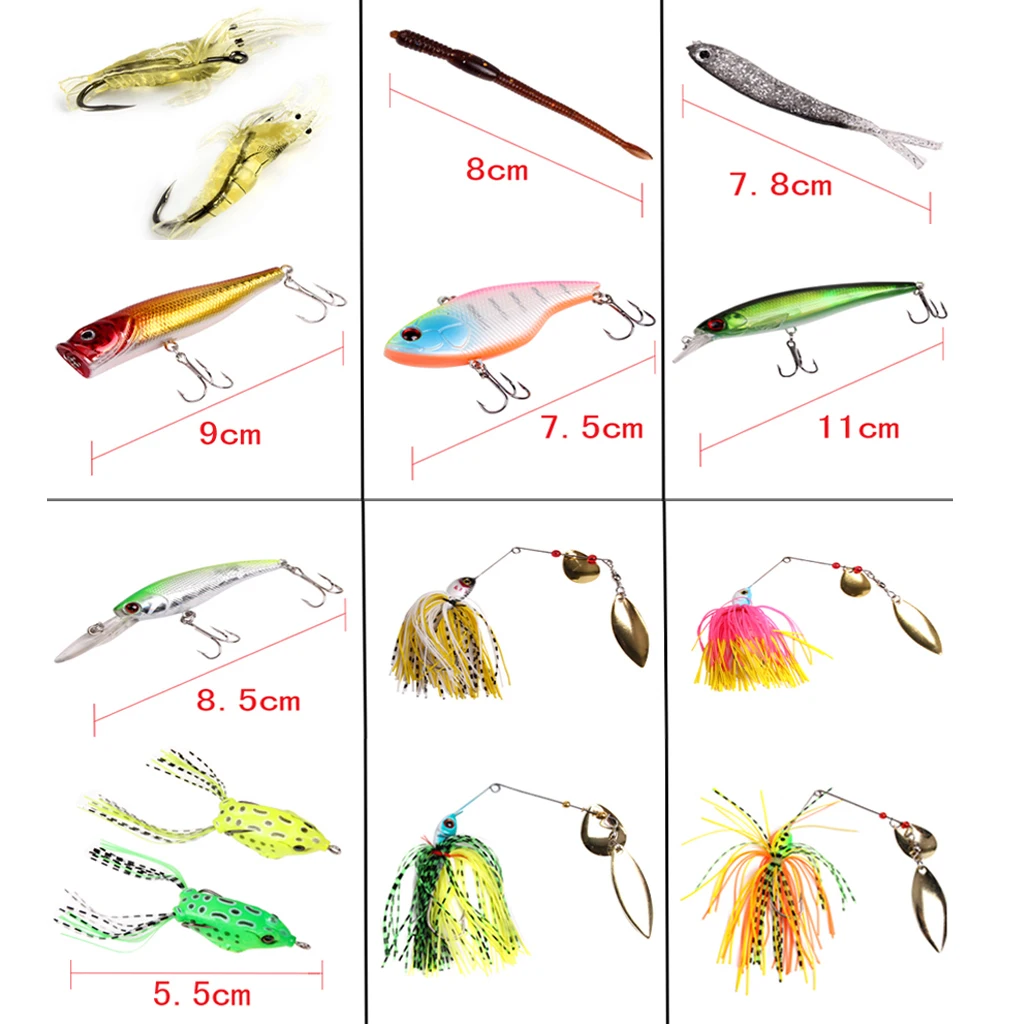 22 шт. смешанные рыболовные приманки набор Spinnerbait Crankbaits Swimbaits Hook жесткие/мягкие приманки басовый ящик для рыболовной приманки снасти комбо