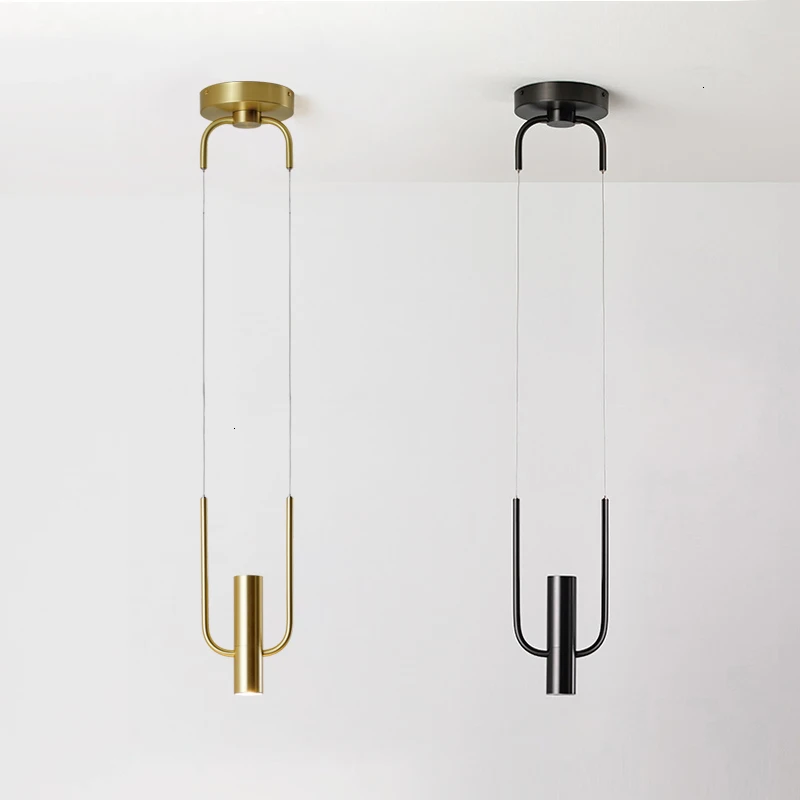 Scandinavian post-modern minimalist living room dining room pendant lamp bar creative personality Crescent light pendant lights