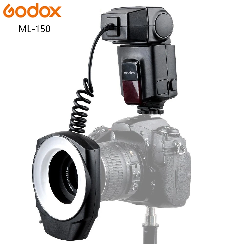 

Godox ML-150 Macro Ring Flash Light Speedlite with 6 Lens Adapter Rings for Canon Nikon Pentax Olympus DSLR cameras