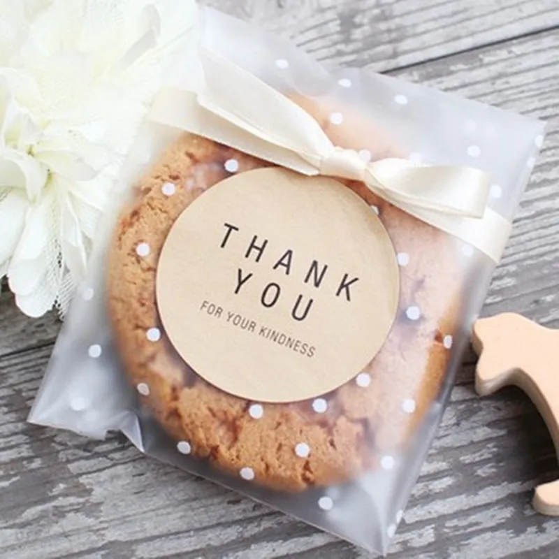 

100Pcs/lot Wedding Party Decorate Translucent Dots Plastic Cookie Packaging Bags Cupcake Wrapper Self Adhesive Bags