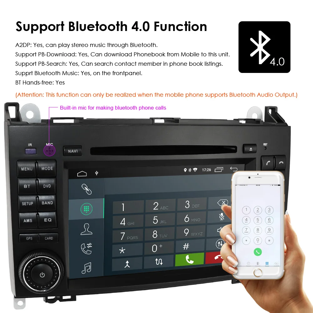 Excellent Android 9.0 2 DIN Car DVD Multimedia Radio Stereo GPS For Mercedes Benz B200 A B Class W169 W245 Viano Vito W639 Sprinter W906 9