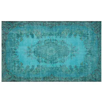 

Handmade Turquoise Vintage Overdyed Turkish Area Rug 201x331 Cm-6'7''X10'10''