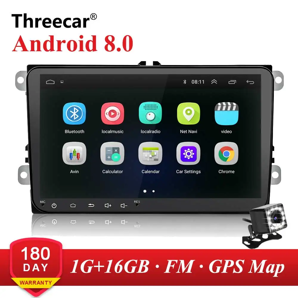 9 дюймов Android 8,1 gps навигации wi fi Bluetooth двойной 2Din автомобиля радио авто 2 Din USB для Volkswagen/Passat/Гольф/Skoda - Цвет: 1 with 16 cam