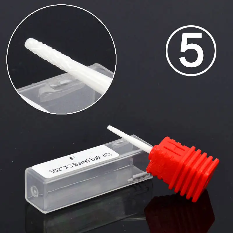 7 типов высококачественный керамический сверло для ногтей 3/3" роторный Бур резак для Электрический маникюр ногтей Аксессуары для сверл - Color: 5