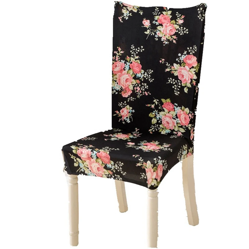 Pastoral Flower Removable Print Chair Cover Banquet Dining Room Seat Protector Slipcover Stretch Dining Chair Cover Home Decor