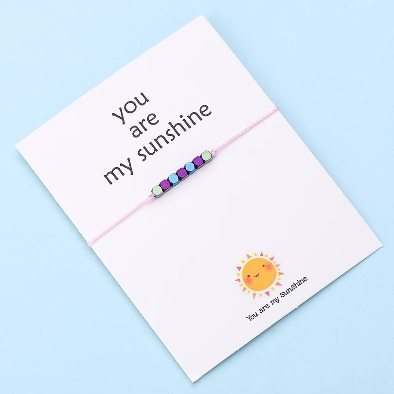 IYOE Wish Card You Are My Sunshine крошечные бусины браслеты с подвесками для женщин и мужчин геометрические бусины ручной работы красный браслет с нитью подарок - Окраска металла: color 9