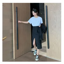 2021 New High Waist Slimming Irregular Design Split Skirt Slim Fit Elegant A- line Skirt Women's Fashion Can Be Sent on Behalf
