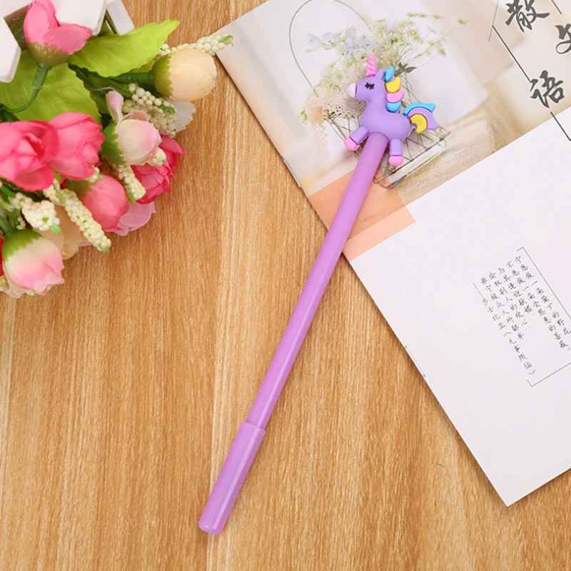 Purple (1pcs) Симпатичные Единорог гелевые ручки для письма Детские kawaii канцелярские пластиковые материалы офисные школьные принадлежности papelaria подарок для детей - Цвет: Purple (1pcs)