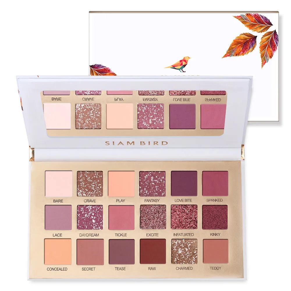 Siam Bird Makeup Shadows Professional Eyeshadows Pallete Glitter Matte Peach Eye Shadow Palette Shimmer Pigment Nude Cosmetics - Color: 18 Colors