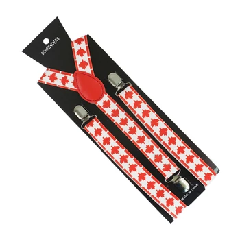 

Winfox New Canadian flag/maple leaf Suspender Men Women`s Unisex Clip-on Braces Y-back Elastic Suspender Strap