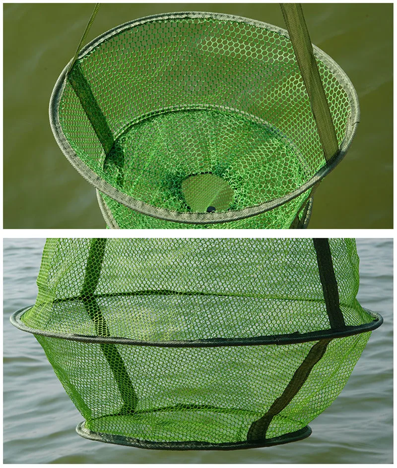 1PCS Foldable Nylon Fishing Net Catch Crab Fish Crawdad Shrimp Minnow Mesh  Cage Fishing Bait Trap Cast Dip Drift Shrimping Net