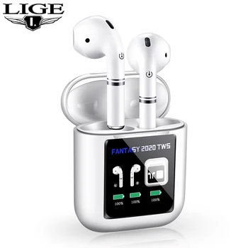 

LIGE 2020 TWS Wireless Headphones Bluetooth 5.0 Earphones Smart Touch Pop-up Mini Earbuds Waterproof Sports Headset LCD Screen