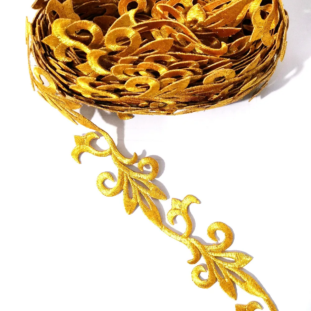 Iron On Gold Embroidered Lace Costumes Lace Trims Appliqued Braided Vintage Trims Gold And Silver Venise Sashes 3.6cm Wide