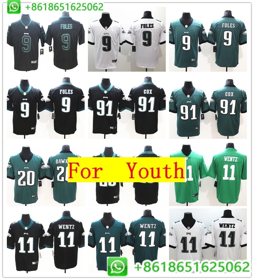 Youth Philadelphia Carson Wentz Brian Dawkins Nick Foles Fletcher Cox Vapor Untouchable Limited Jersey