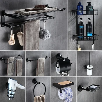 

Bathroom Accessories Corner Shelf,Towel Rack,Paper holder,Towel Bar,Toilet Brush Holder Towel Rail Brass Black bathroom Hardware