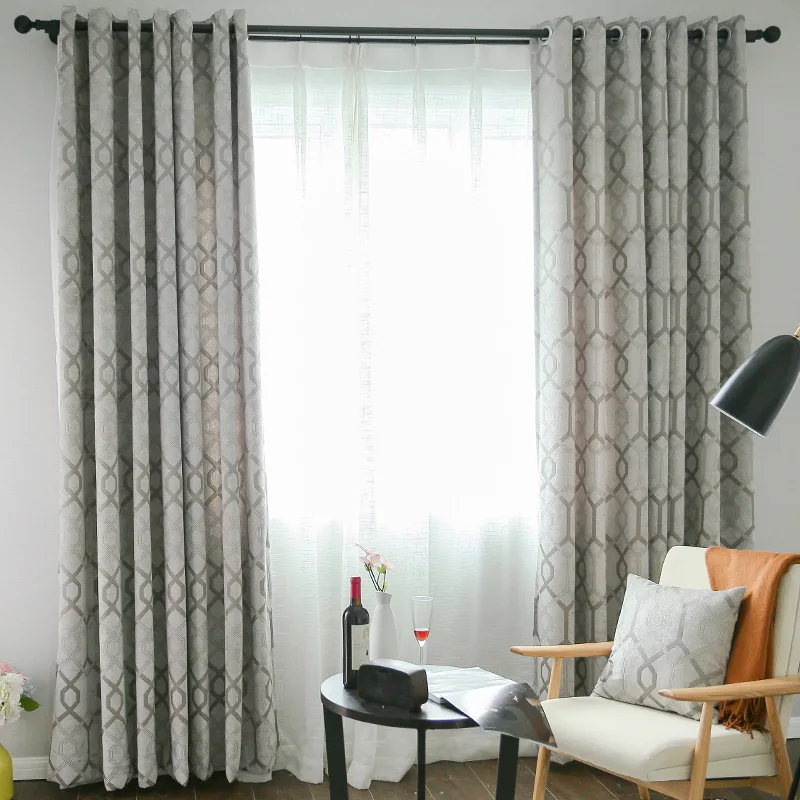 Green Comfortable Curtain Colorful Geometric Curtains For Bedroom