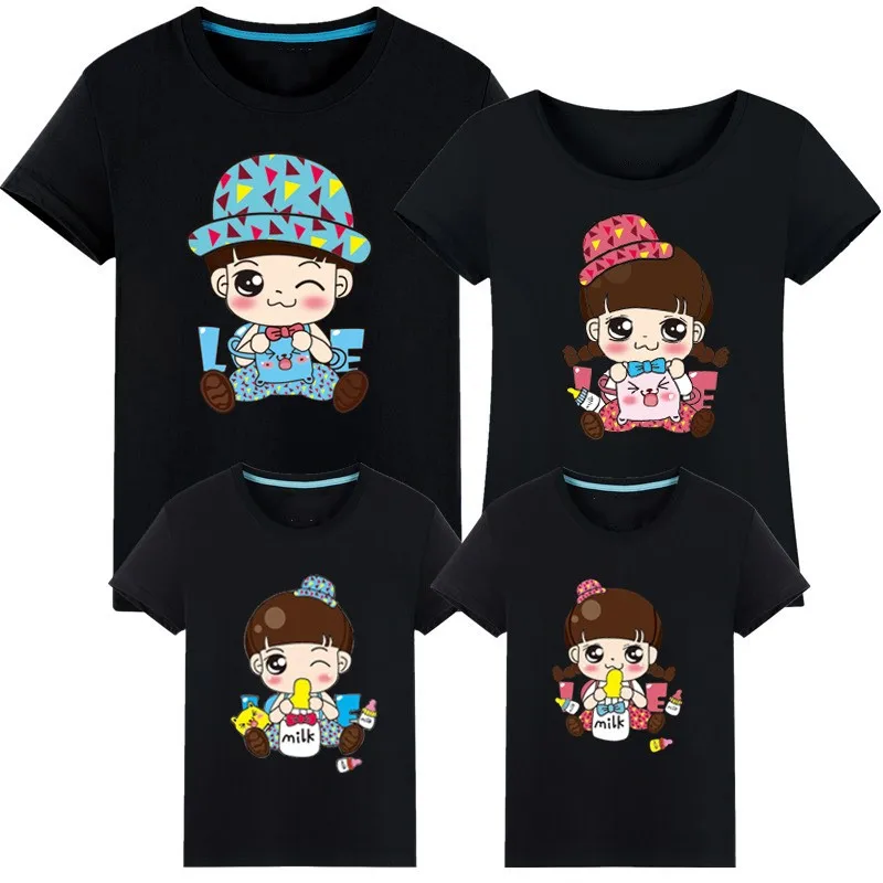 

Summer Couples Lovers T-Shirt Boys Girl Mother Daughter Dresses Casual Tops Tshirt Printing Short Sleeve Matching Family Outfits