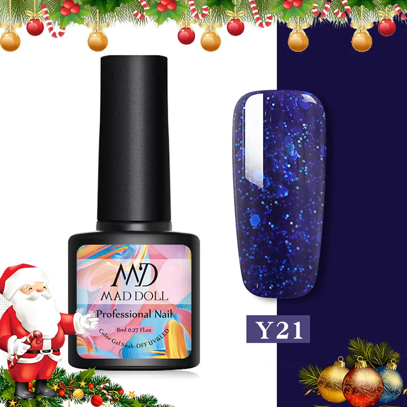 Y21 MAD DOLL, 8 мл, Платиновый УФ-гель для ногтей, голографический цвет, яркий блеск, блестки, Гель-лак, замачиваемый, УФ светодиодный, Цветной Гель-лак, сделай сам - Цвет: Y21