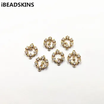 

New arrival! 17x13mm 50pcs clear Zircon Round shape charm/Connectors for Necklace,Earrings parts,hand Made Jewelry DIY