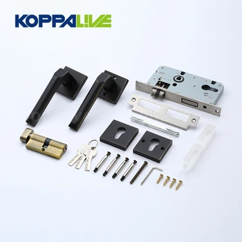 

Brass Door Lever Ultra-thin Mute Square Plate Black Interior Bedroom Door Handle Bathroom Wood Door Lock Set