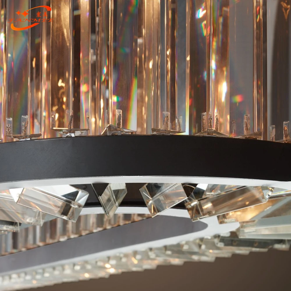 Welles Clear Crystal Round Chandelier Lighting Modern Smoke Cristal Chandelier Lamp Retro Nordic LED Chandelier Hanging Light