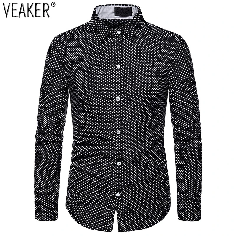 2019 Herfst Nieuwe mannen Slim Fit Stip рубашка Mannelijke Lange Mouwen Gedrukt Повседневная деловая рубашка Топы S-2XL