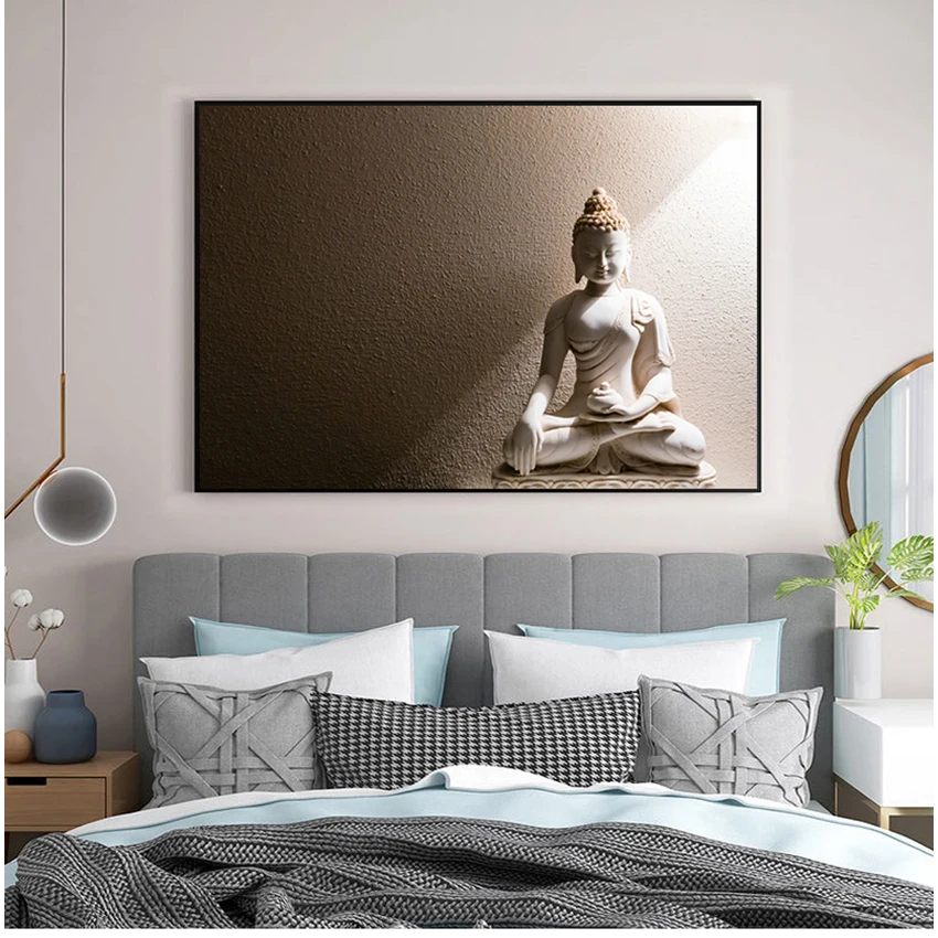 DecorationWhiteBuddhaPrintPostersBuddhaPainting1PiecesHome